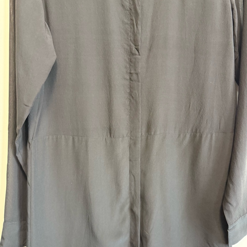 T by ALEXANDER WANG Black Silk Long Line Button Up Shirt Dress Small - Picture 3 of 9